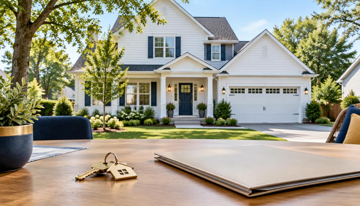Suburban home, house keys and a closed folder — no-income-documentation mortgage guide from ABS Home Mortgage, Naperville IL