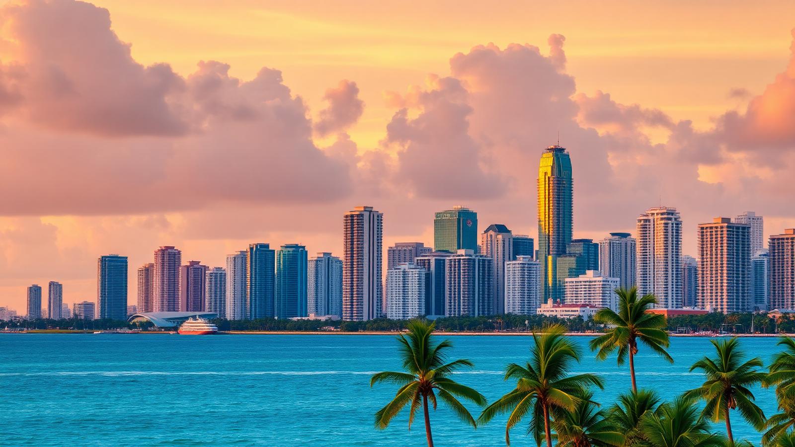 Miami, Florida downtown skyline and Biscayne Bay high-rises - Miami-Dade rental property investment market